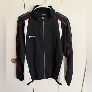 Vintage Asics Men's Black and White Windbreake, Size Small